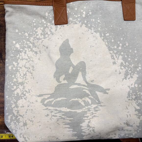 Disney x Loungefly Heart Logo Little Mermaid Ariel Bleached Canvas Denim Tote - Picture 3 of 14
